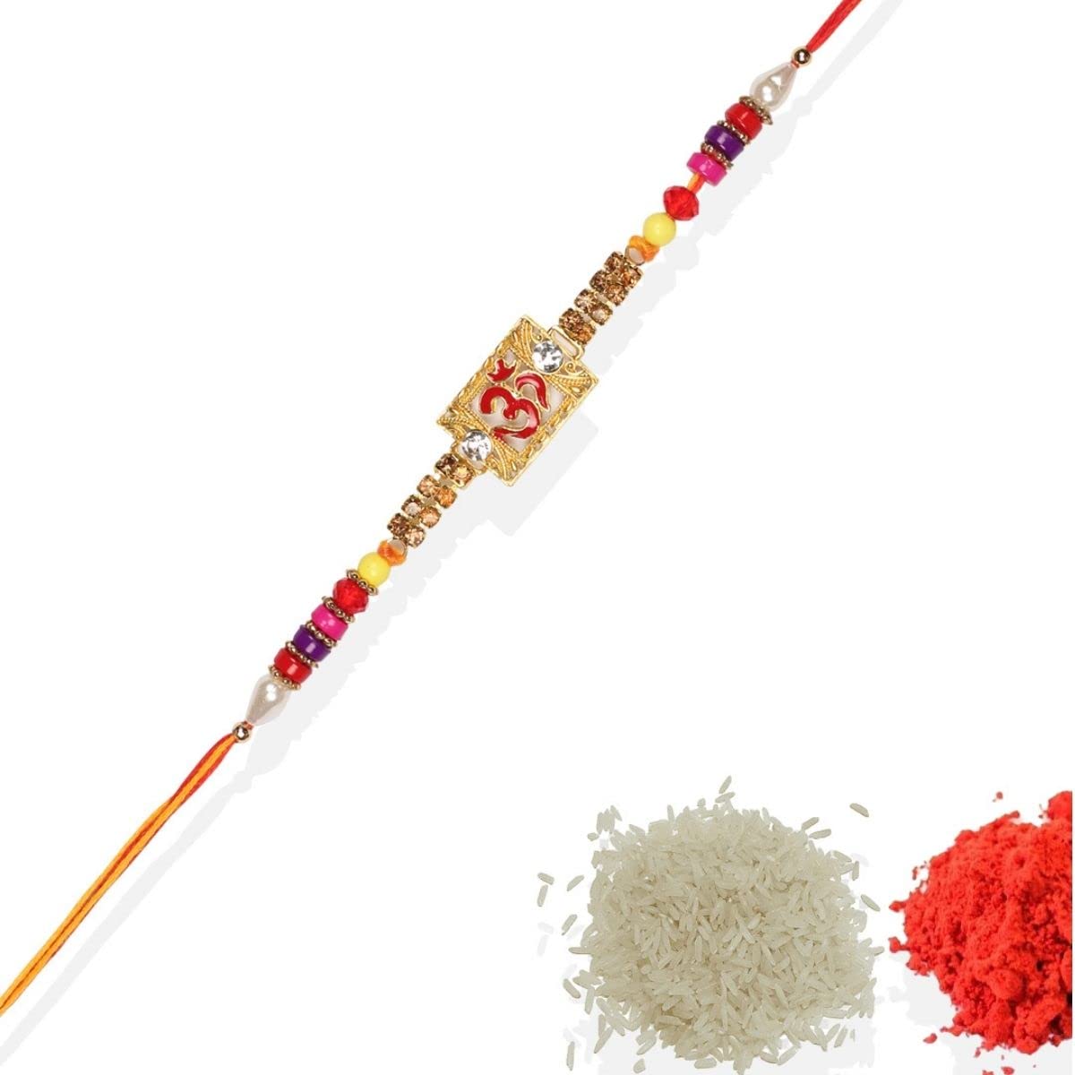 JWELLA Mens Elegant Deity Inspired Religious OM Design Rakhi for Brother Pack of 1 with Roli Kumkum Packets & Happy Rakshabandhan Card (B0D9JNCJXC) Amazon Price History, Amazon Price Tracker