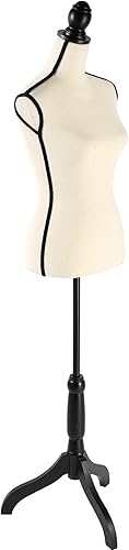 Maniquí femenino con forma de torso y con trípode ajustable, color negro, para mostrar ropa o joyería