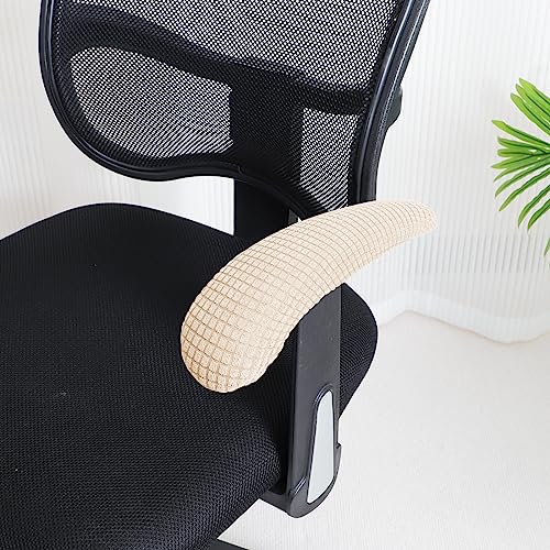 Image of FORCHEER Beige Office Chair Armrest Covers 10-13 inch Long 2 Pieces Stretchable Water Resistant Jacquard Desk Chair Arm Rest Covers for Computer Chair Arm Removable Washable