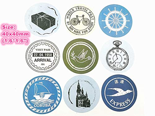 Kinteshun Retro Patterns Sealing Sticker,Self-adhensive DIY Decorative Gift Packing Wrapping Envelope Seals Baking Label Paster Decals Sticker(20 Sheets,180pcs) - Thumbnail 2