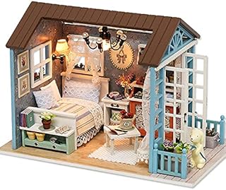 Cuteroom DIY Wooden DollHouse Kit,Dollhouse Miniature with Furniture Handmade Crafts Miniature Dolls House kit for Teens Adult Gift