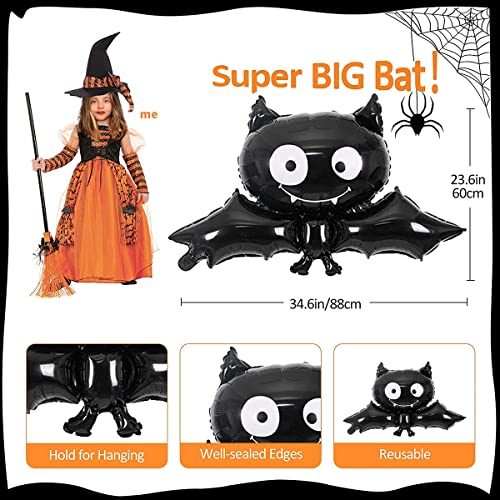 Halloween Balloons Arch Garland Kit, 130 Pcs Black Orange Confetti Balloons With 3D Bat Sticker For Kids Halloween Birthday Hocus Pocus Party Decorations…… #TOP2