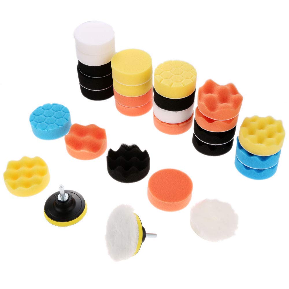 Kit de Almohadillas de Pulido con Cera para Pulido de Esponja de Coche de 31 Piezas de 3 Pulgadas, para pulidora de Coche M10, Adaptador de Taladro, Herramientas de Limpieza