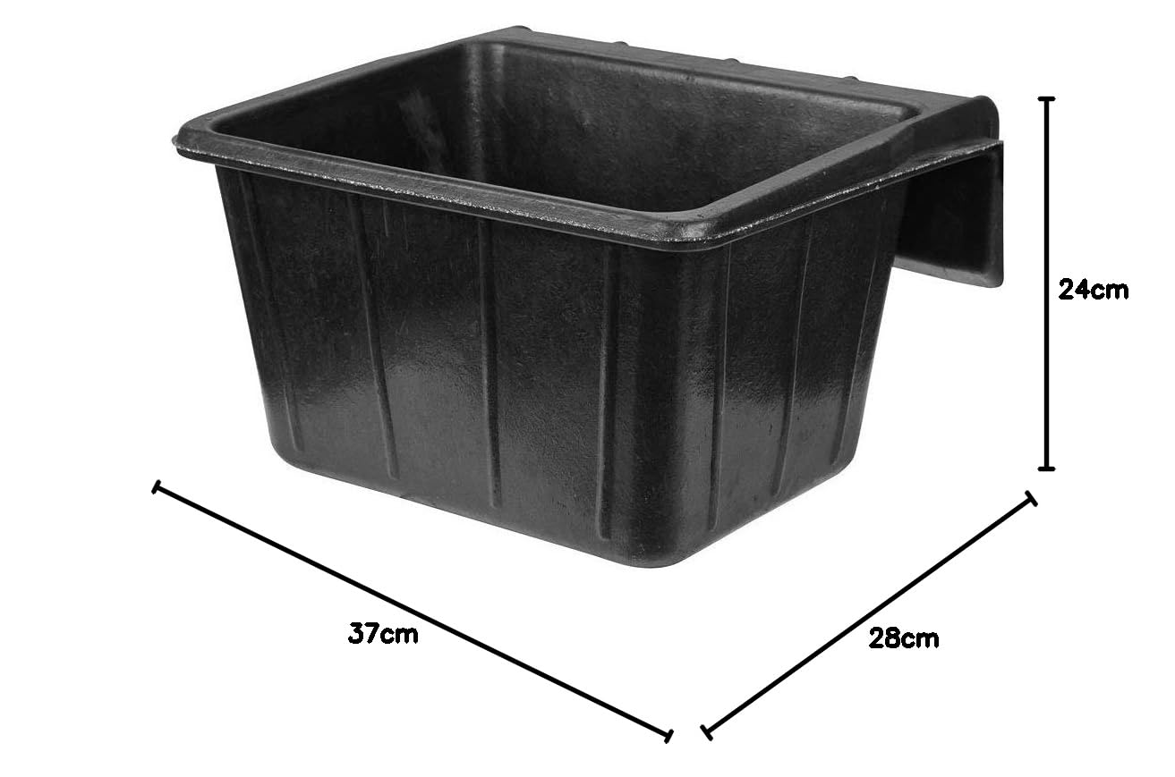Kerbl Comedero para Colgar, Cubo para pienso, Negro, 42 x 40 x 25 cm, 20 l, Goma, 1 comedero, transportable, de Uso Universal