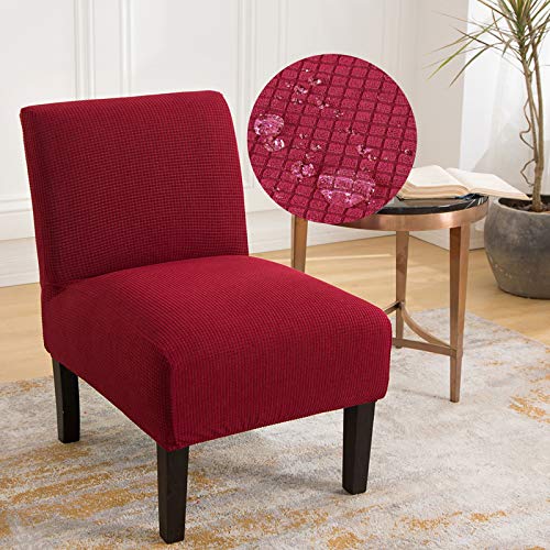 Armless Accent Chair Cover Slipcover, Stretch Spandex Jacquard Knitted Chair Covers Oversized Furniture Protector Sofa Covers Removable Washable For Hotel Dinner Living Room(Wine Red) #TOP5