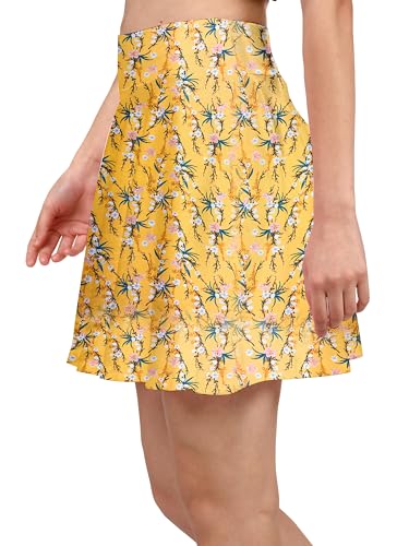 Image of Mehrang Girl's /Women's Classic Stretchy All Time Trendy Skater Skirt with Attached Inner Shorts and Flared Inskirt