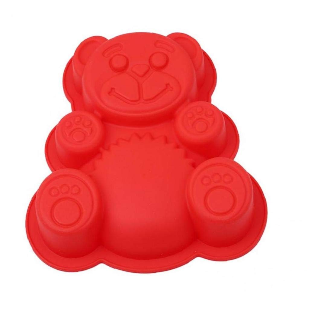 Casecover Random Color 3D Bear Shaped Baking Tray Set Novelty Silicone Cake Pan For Kids Nonstick Fondant Chocolate Sugarcraft Mould Tin 1Pc