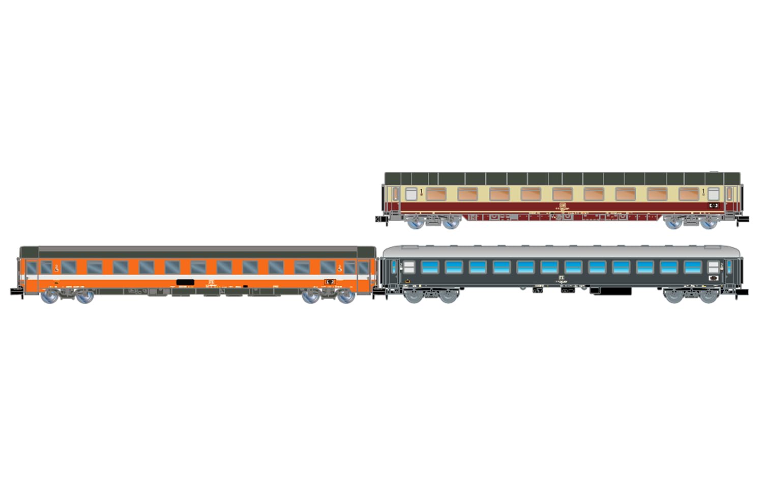 Arnold HN4468 FS, Set Of 3 Coaches “Alpen-Express Roman - Monaco Scale N 1/160