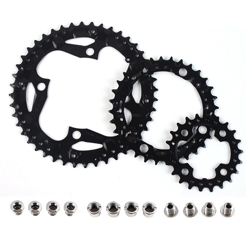 Ausi 3pcs Bicycle Chainrings 22/32/44T Speed Crankset Chain Ring Set with Bolts, Durable Steel Bike Replacement Gear Parts