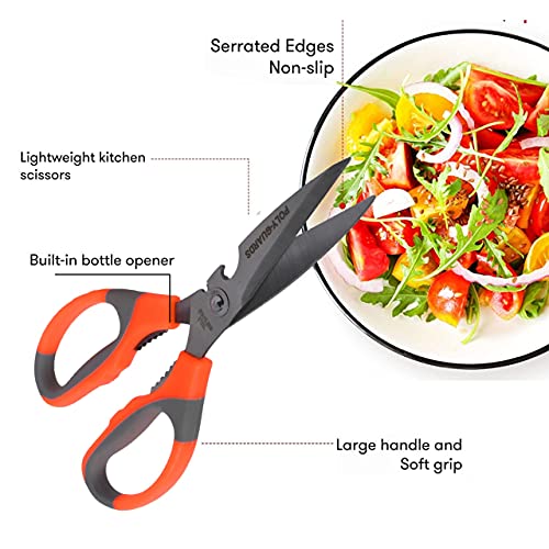 Image of POLYGUARDS Heavy Duty Meat Scissors, Dishwasher Safe Multipurpose Stainless Steel Sharp Utility Food Scissors for Chicken, Poultry, Fish, Herbs, Multicolour - Set of 1