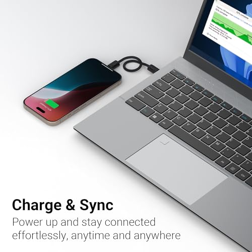 Image of Zebronics Wattz 60CC4 Type-C to Type-C Braided Cable, PD 60W, Upto 480Mbps Data Sync, 20 cm, Durable, Charge & Sync, Rapid Charging, Compact with Keychain Case, For Laptops, Tablets, Mobiles (Black)