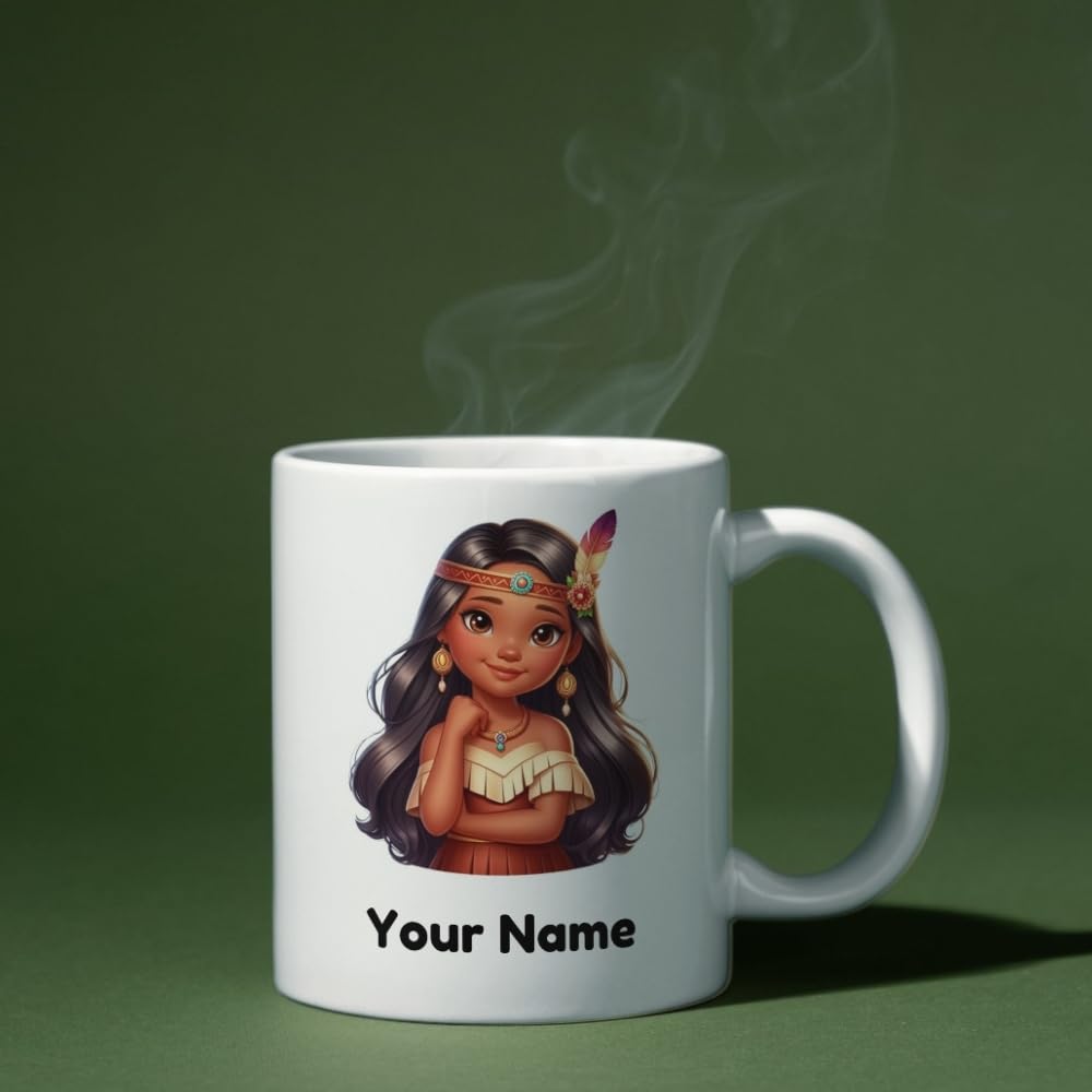 Half Engineer Moana Theme Personalised Name Printed Ceramic Mug for Kids, Sister, Birthday, Daughter's Day Rakhi 350ml Customised Gift (Small, Moana Theme 2) 2