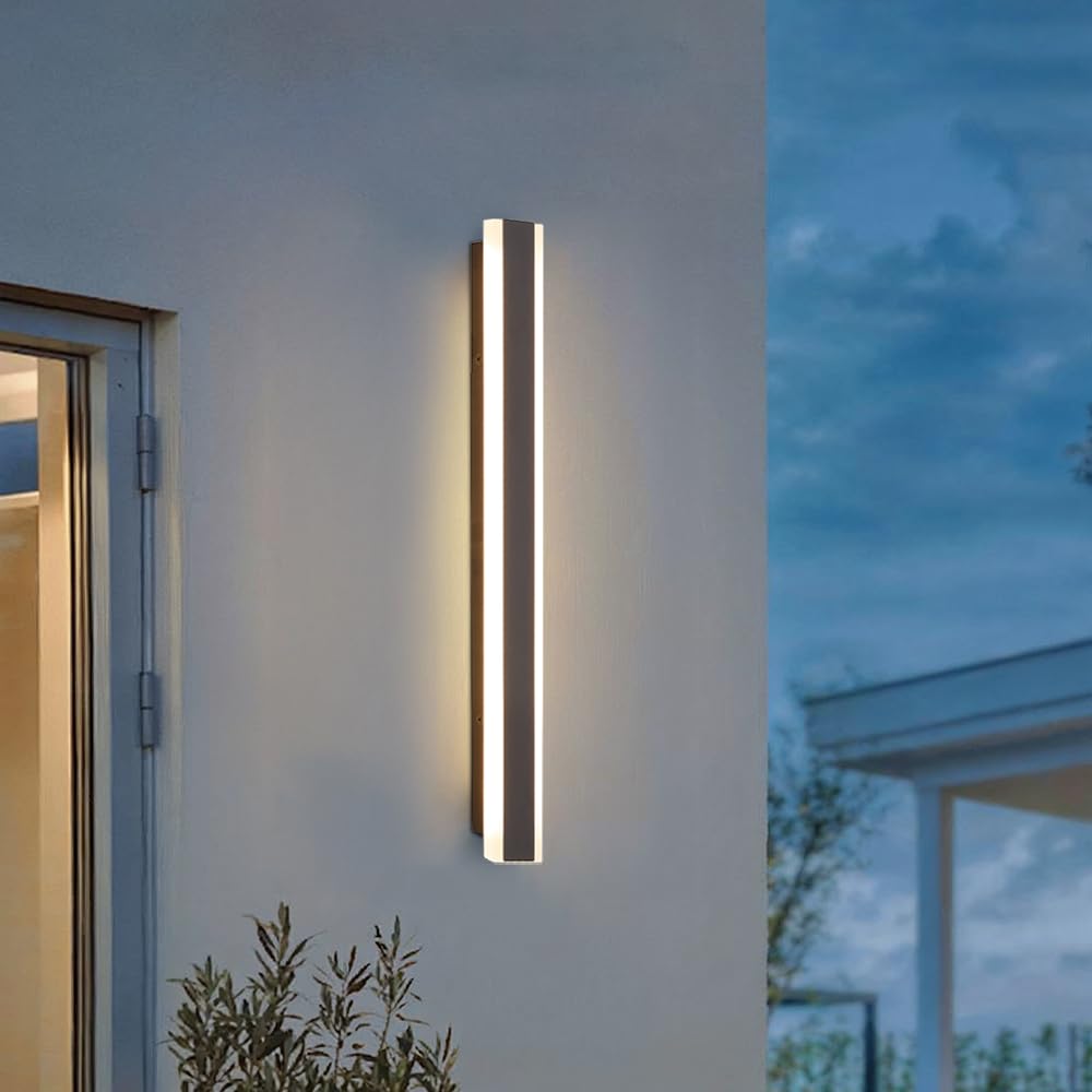 Warmiehomy Outdoor Lights Mains Powered, Modern LED Wall Lights Black, IP67 Waterproof Outside Lights