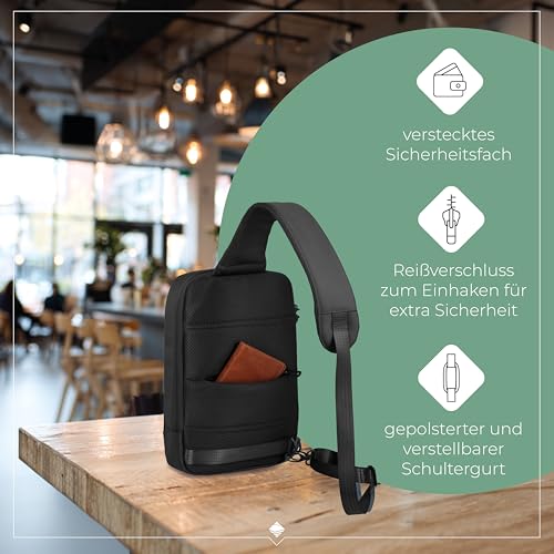 Travelite Crossover Bag, Tabletfach bis 9,7 Zoll, WORKFLOW Schultertasche aus recyceltem Material mit Sicherheitsfach, Umhängetasche 32 cm, 6 Liter