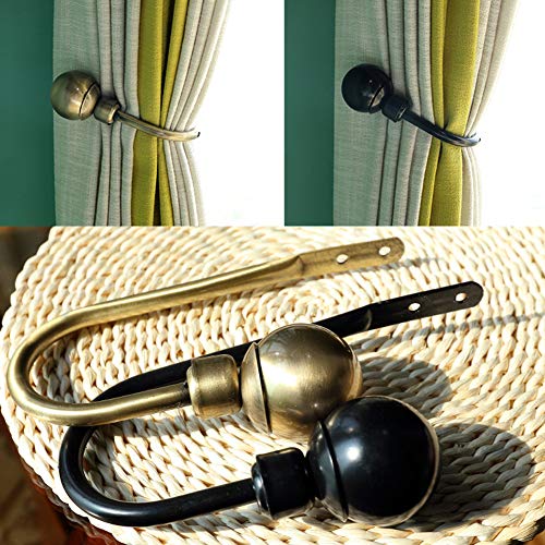 INCREWAY Curtain Hooks, 2 Pcs Round Metal Decorative Curtain Drapery Holdbacks U Shaped Hooks, Wall Mounted Curtain Tieback Hook Holder with Screws(Bronze) - Image 4