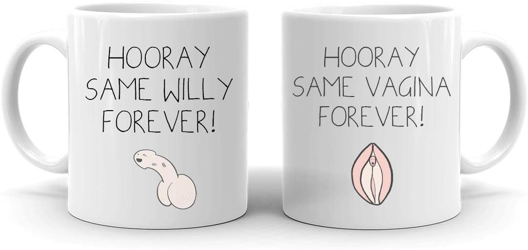Funny Wedding Gift Mug Set of 2 for Bride & Groom Weddings Engagement Present Newly Weds