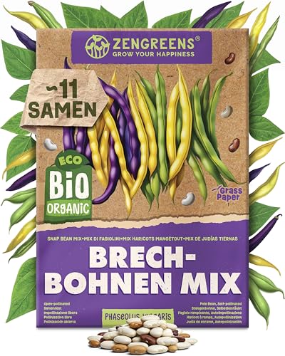ZenGreens - Bio Brech-Bohnen Mix Samen - Brech-Bohnen Mixsamen - Gemüsesamen für den einfachen Anbau im Garten Balkon oder Hochbeet - Gemüse Saatgut