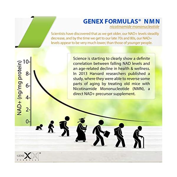 NMN-Stabilized-Form-250mg-Serving-Nicotinamide-Mononucleotide-Direct-NAD-Supplement-More-Stable-Than-Riboside-Works-Best-When-Paired-with-Resveratrol Genex Formulas Supplements 250mg - Stabilized Form (60 Capsules), 99% Pure Supplement Capsules for Increased NAD Levels…