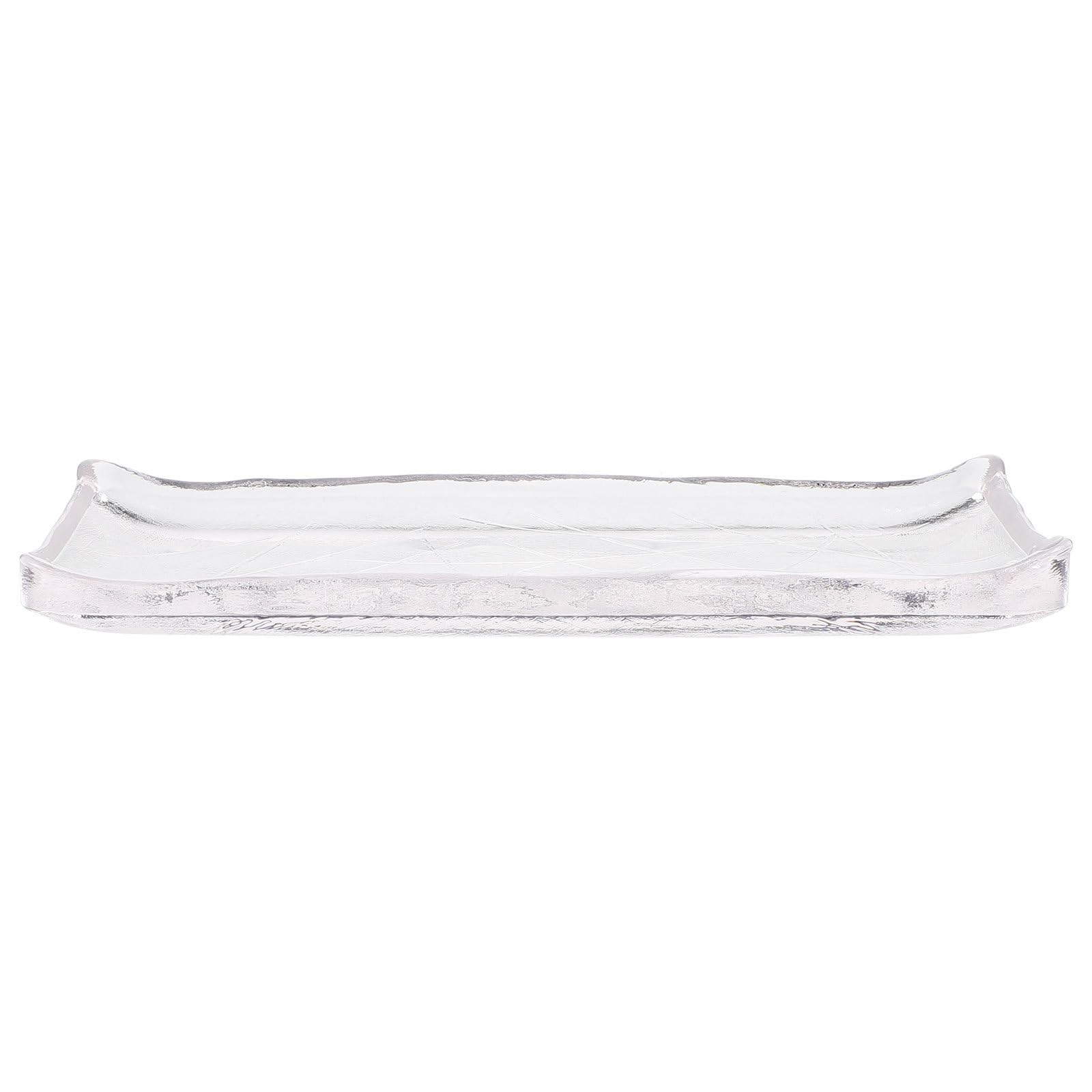 SHINEOFI Plaque Rectangulaire en Verre Transparent Blanc pour Service de Sushi et Snacks, Plateau de Service Oblong Élégant Adapté à L'usage Personnel et L'hôtellerie
