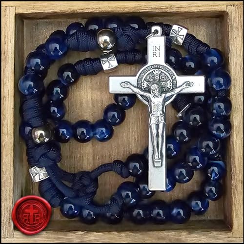 Rugged Rosaries® BLUE Marian Meditation ROSARY with St. Benedict Crucifix4