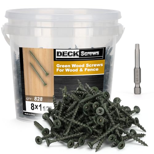 Image of Deck Screws #8 x 1-1 /2'', T25 Star Torx Drive Flat Head Wood Screws, Green, 5lb