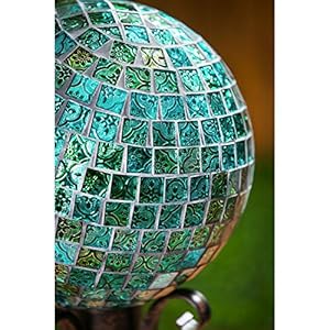 Evergreen Garden Beautiful Summer Turquoise Mosaic Glass Gazing Ball - 10 x 10 x 12 Inches Fade and Weather Resistant Outdoor Decoration for Homes, Yards and Gardens Evergreen Garden Beautiful Summer Turquoise Mosaic Glass Gazing Ball 10 x 10 x 12 Inches Fade and Weather Resistant Outdoor Decoration for Homes Yards and Gardens