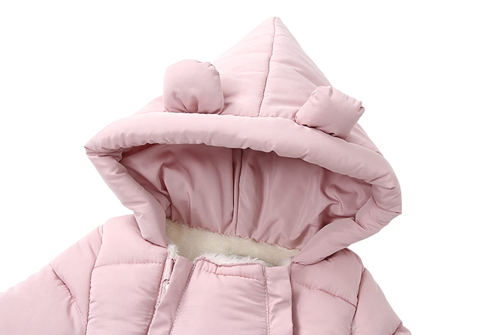 DINGDONG'S CLOSET Baby Boys Girls Winter Snowsuit Ears Hooded Star Puffer Padded Outwear with Mittens(Red, 6-9M)