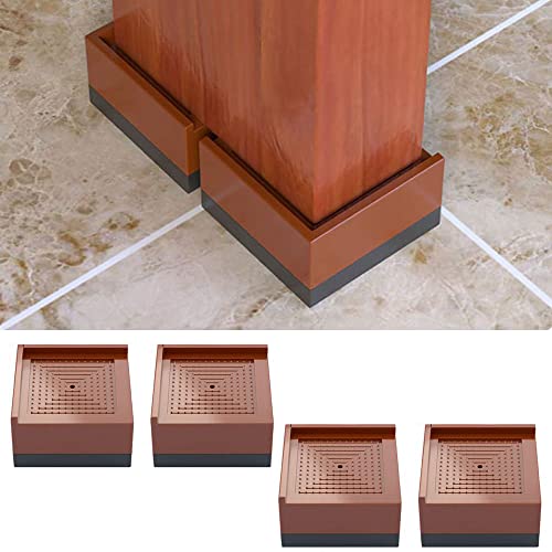 Niciksty Uping Elevador de Muebles, Elevadores Ajustables para Camas, Mesas o Mobiliario, Agregue Altura de 7,5CM (4 Pack, marrón) Cover