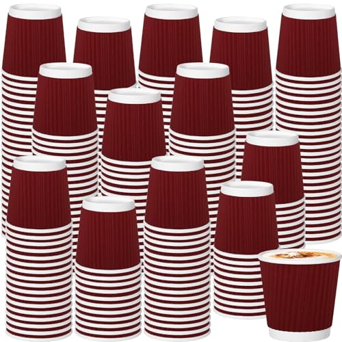 RXLWYUNLAE Paquete de 500 tazas de café de papel, tazas de café desechables de 4 onzas, pared ondulada aislada corrugada, tazas de papel ondulado para café, chocolate caliente y bebidas de té caliente