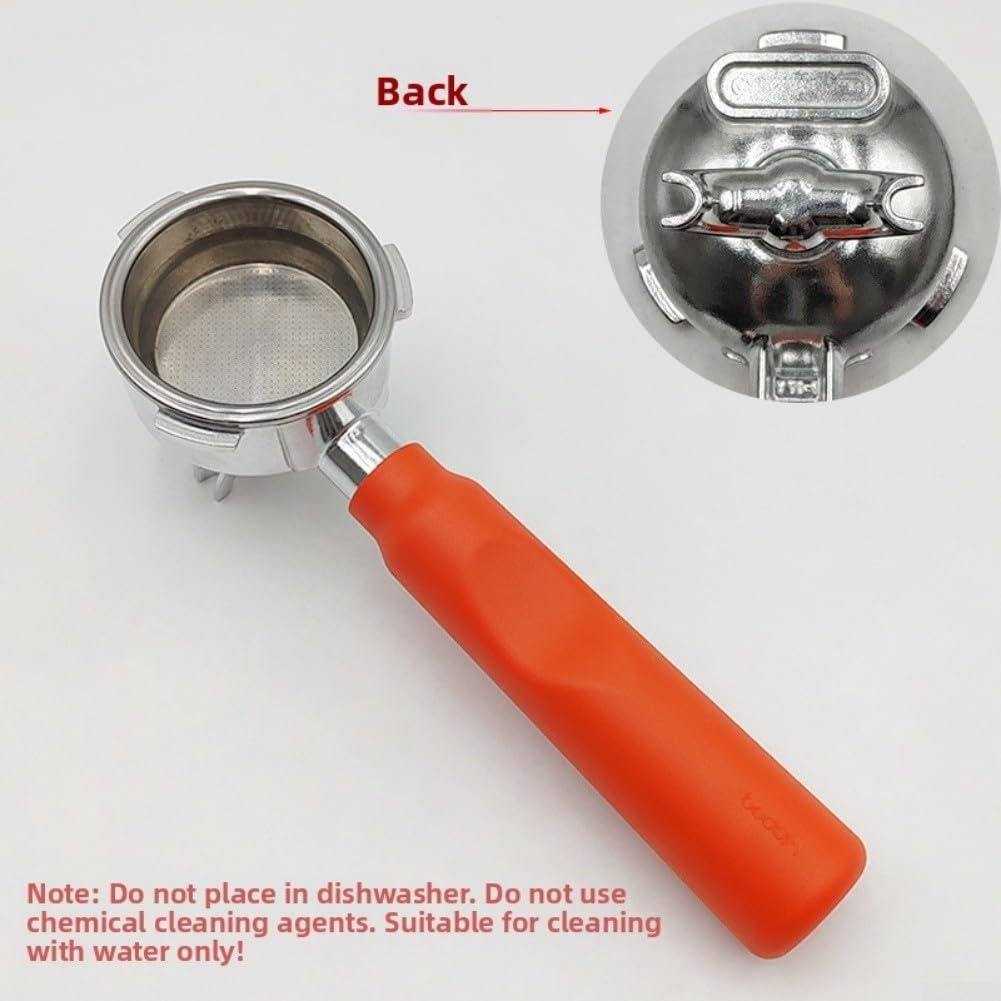 Porte-filtre pour machine à café avec poignée en bois pour Maxim's Hauswirt pour Petrus – Alliage d'aluminium pour panier à filtre à expresso (58 mm orange)