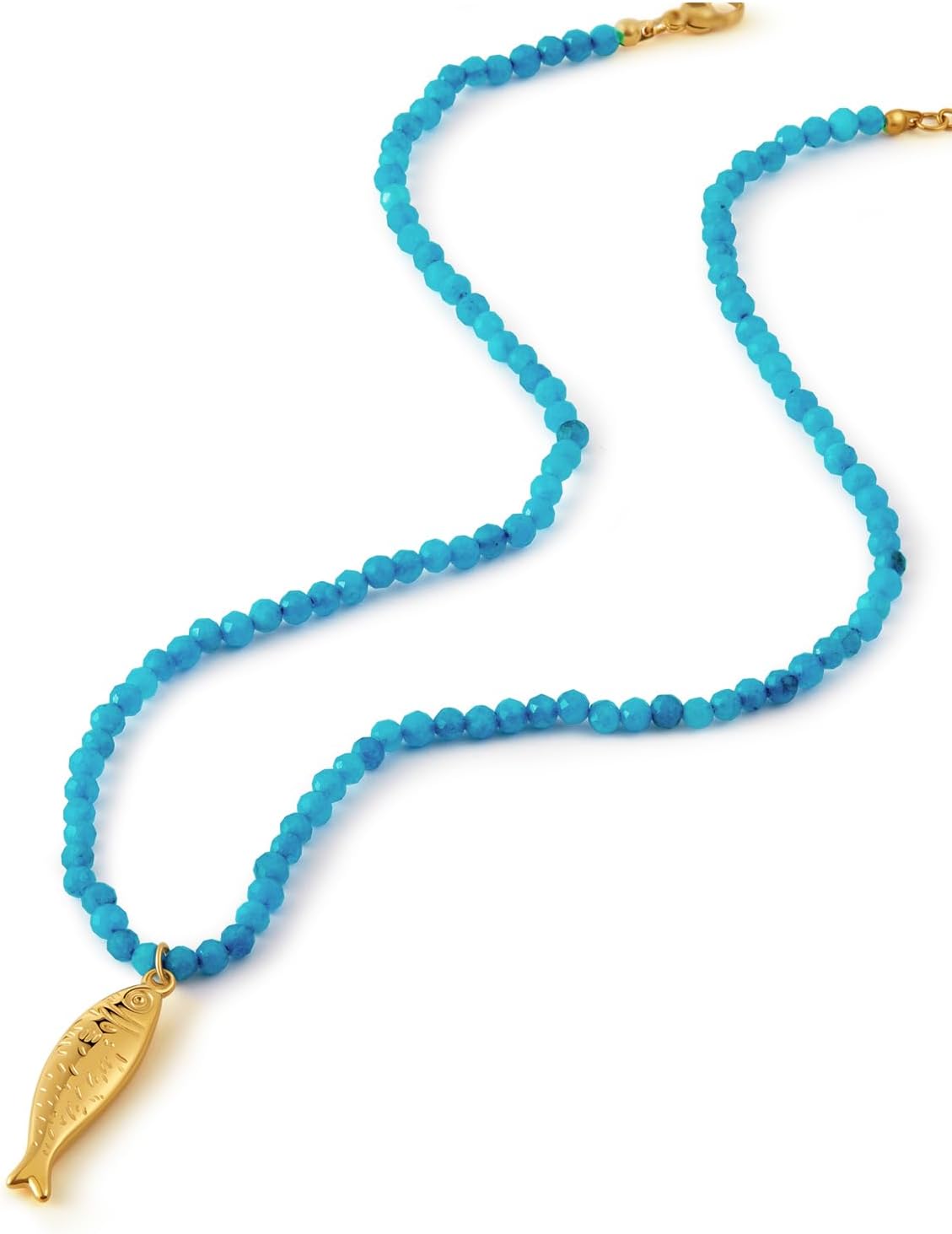 Dainty Gold Fish Pendant Necklace for Women, Waterproof Boho Beach Jewelry, Summer Ocean Charm Necklaces Gift for Her