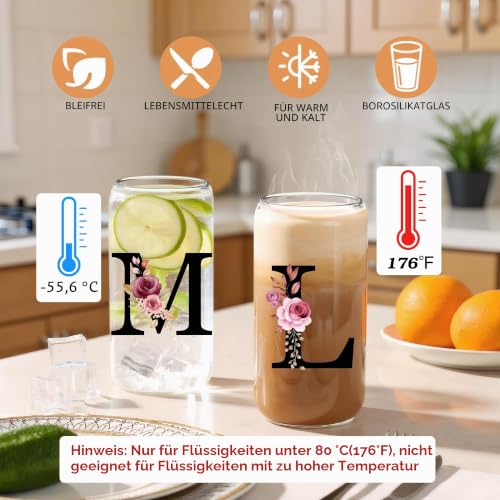 ZIOSINM Buchstaben Personalisierte Geschenke für Frauen, Glasbecher – Ansicht 4