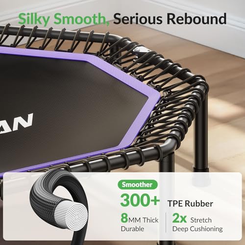 BCAN 51 Inch Octogonal Mini Trampoline, Max Load 450 Lbs, Fitness Trampoline with Adjustable T-Handle Bar, Quiet Elastics, Bigger, More Stable, Exercise Bounce - Image 5