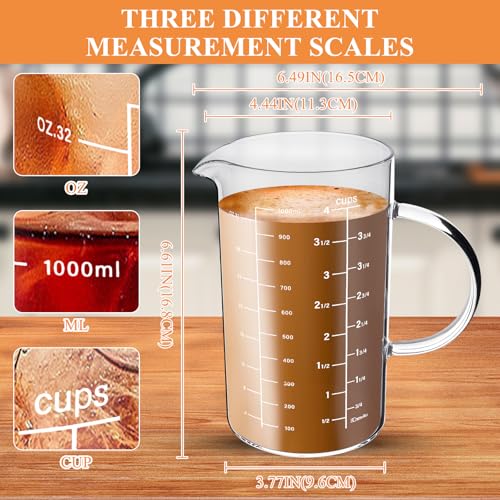 Vaso medidor de vidrio 1000 ml con tapa y mango miniatura 2