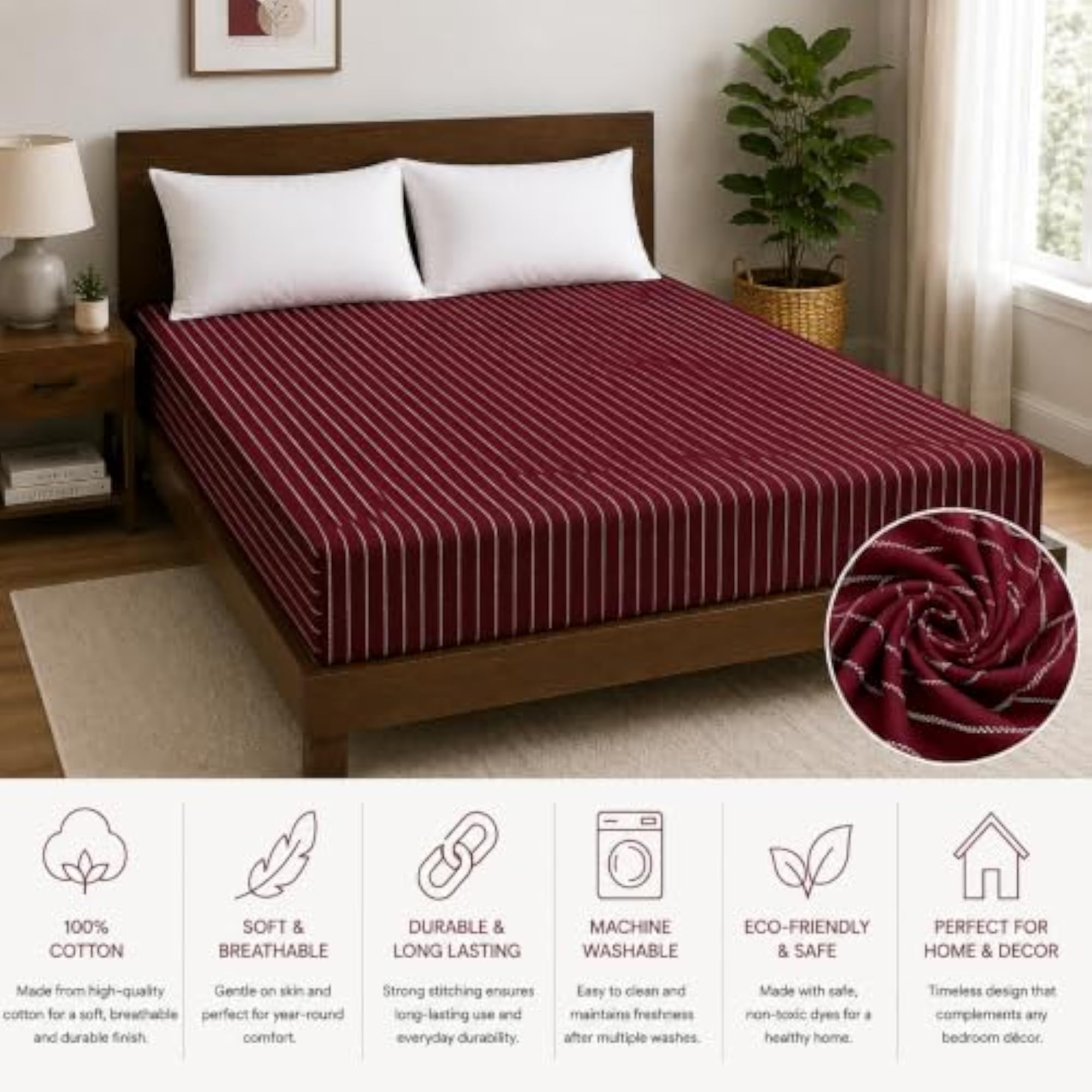Pure Cotton Chennimalai Stripe Bedspread, Pack of 2