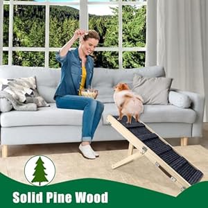 Okydoky Small Dog Ramp, Adjustable Portable Folding Wooden Pet Ramp, 32" Long with Non-Slip Traction Mat, Adjustable from 9" to 17.5", Dog Climbing Ladder for Sofa,Couch,Car (Grey) NO.LGPT1 Okydoky Small Dog Ramp Adjustable Portable Folding Wooden Pet Ramp 32 Long with Non Slip Traction Mat Adjustable from 9 to 175 Dog Climbing Ladder for SofaCouchCar Grey NOLGPT1