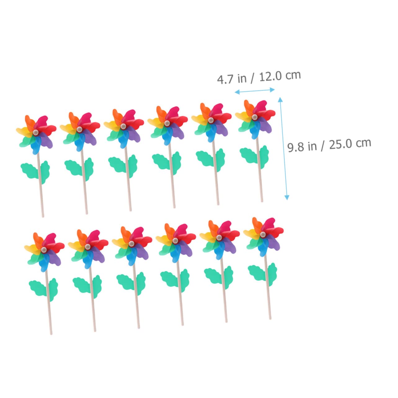12 Pezzi Girandole Per Bambini Da Giardino Girandole Di Plastica Arcobaleno Mulini A Decorazioni Per Bambini