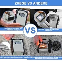 ZHEGE Schlüsseltresor mit Zahlencode 4-Stellige, Klein Schlüsselbox, Grau – Ansicht 3