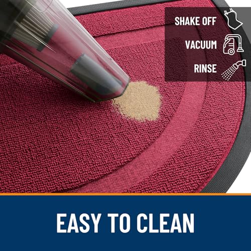 Image of OLANLY Half Circle Door Mat Indoor Outdoor Entrance Welcome, Waterproof All-Season, All-Weather Doormat, Sturdy Natural Rubber, Low Profile, Easy Clean Patio Porch Entryway Mat, 29.5x17, Burgundy