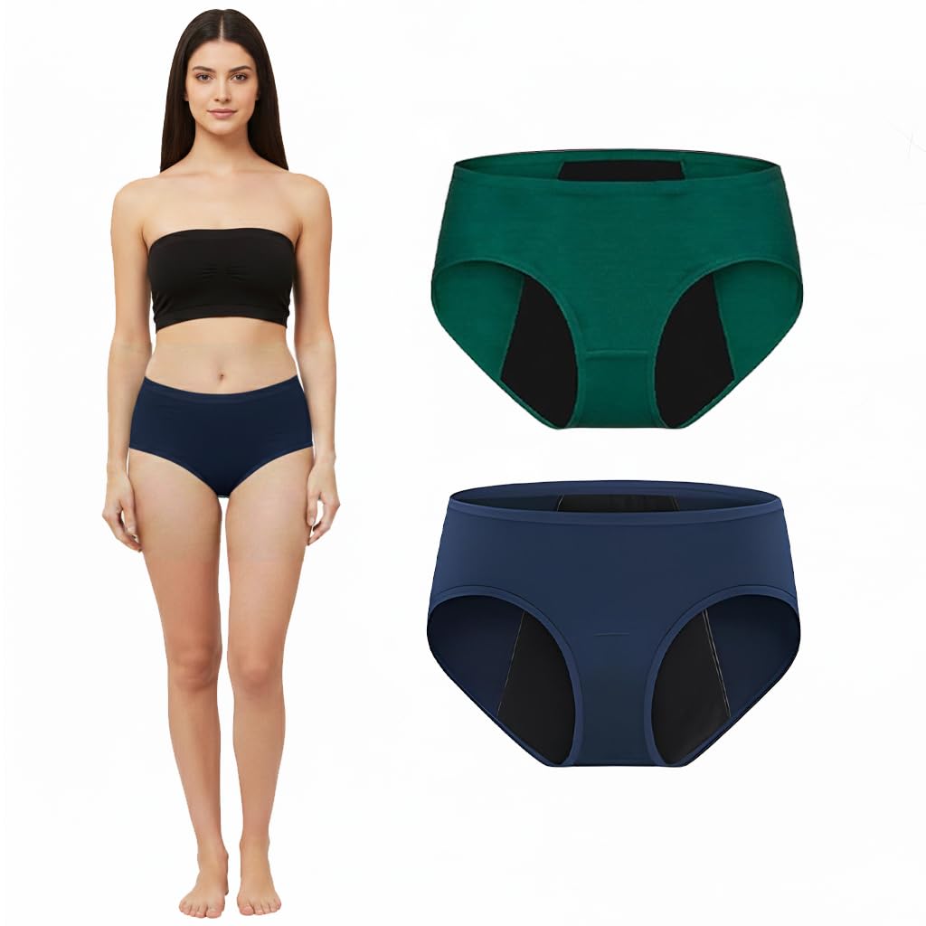 DIVING DEEP Cotton Period Panty for Girls & Women Period Panty for Women Heavy Flow Reusable Period Panties Leakproof Periods Panty, No Rashes (Pack of 2)-image-35
