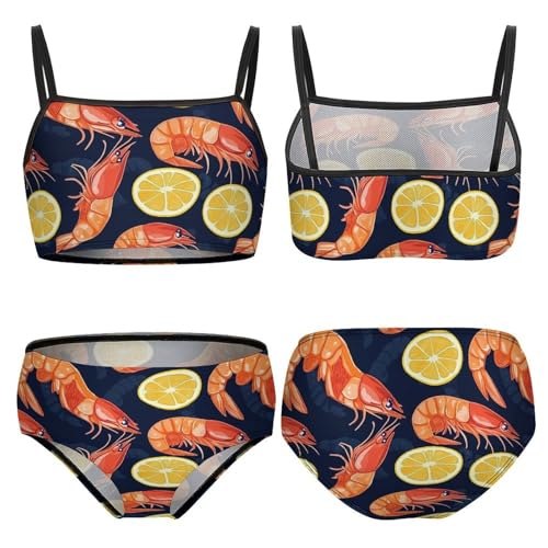 Lobster Print Girls Swimsuits Two Piece Bikini Sets Beach Sport Swimwear Bathing Suit3