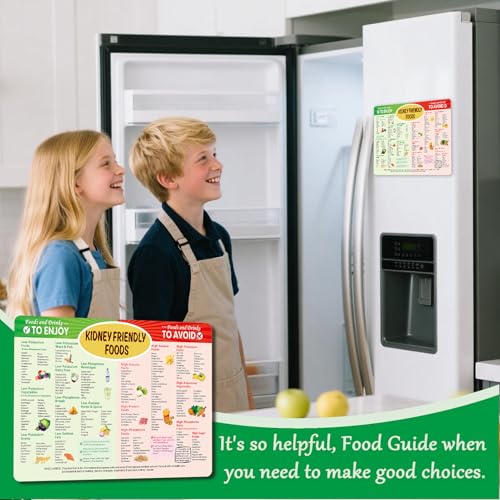 4-Piece Diet Plan Fridge Magnet Set – Low Carb, Mediterranean, Anti-Inflammatory & Renal Diet Food Guides with Meal Plans, Grocery Lists & Healthy Eating Reference for Kitchen