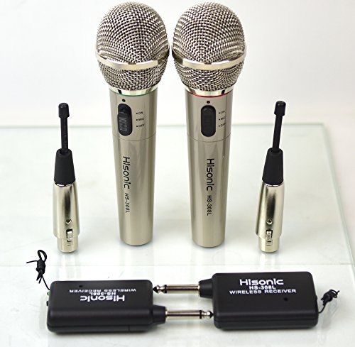 Hisonic 2 X HS308L, A Pair of Wireless Hand Held Microphone HS308L, 2 in 1 Microphone, Wired and Wireless Microphone, 2 Microphone included