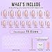 BTArtbox Press On Nails Almond - Short Nude Natural Nails Press Ons, Glue On Nails for Wedding Birthday Gift, Supremely Fit & Glossy Stick On Nails in 15 Sizes - 30 Nail Kit, Nudies
