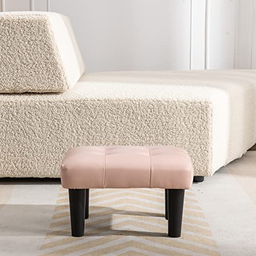 Durfii Small Footstool Ottoman, Faux Leather Wooden Foot Stool Ottoman, Perfect For Living Room, Bedroom, Entryway Or Office Seating (Leather Pink,2Pcs) #TOP7