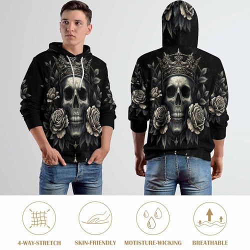 Sweat à capuche hommes crâne 3D idéal pour vos sorties urbaines - 7
