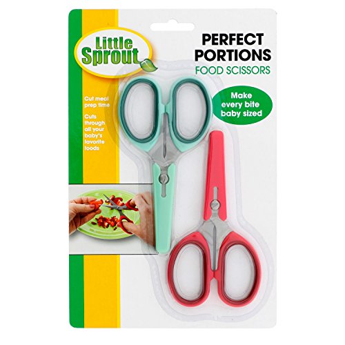 Baby Food Scissors 2 Pack w Covers- Safety Stainless Steel Shears to Make