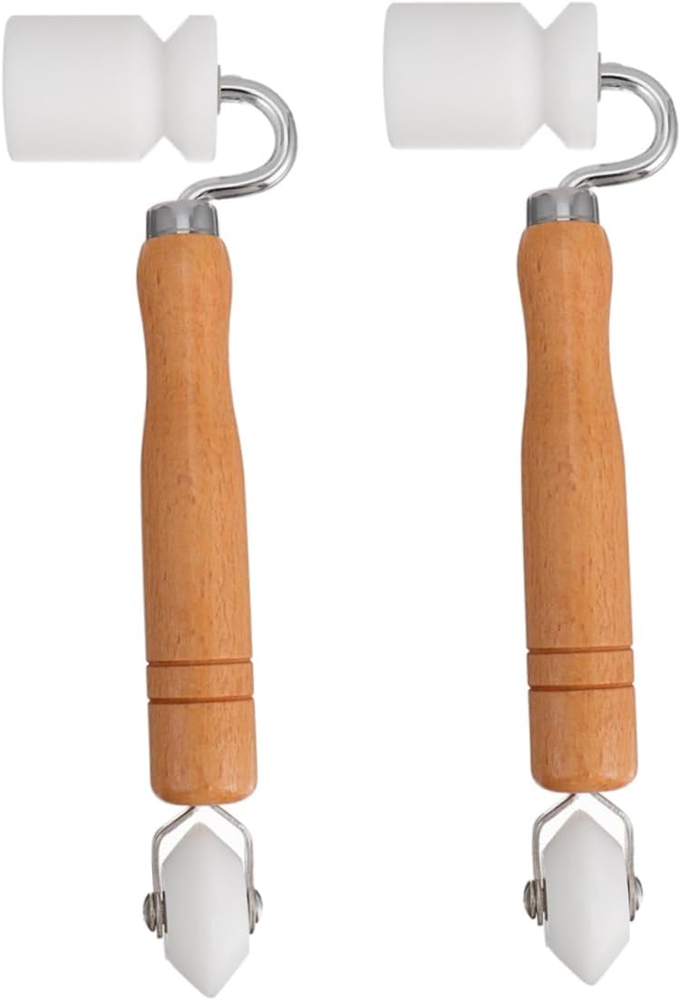 LIFKOME 2pcs Dual Head Corner Wallpaper Roller Seam Diy Tool Roller Handle Seam for Wallpapers