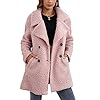 BDCUYAHSKL Herfst en winter vrouwen casual mode revers effen kleur dubbele borst lamsvacht losse lange mouwen halflange…