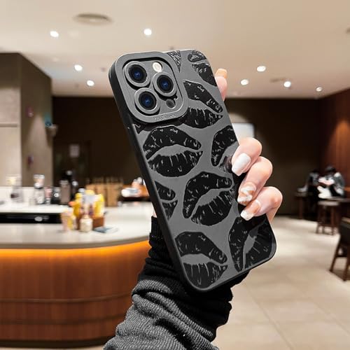 LAPOPNUT Black Case for iPhone 14 Pro, Women Girls Cute Lip Pattern - image 6